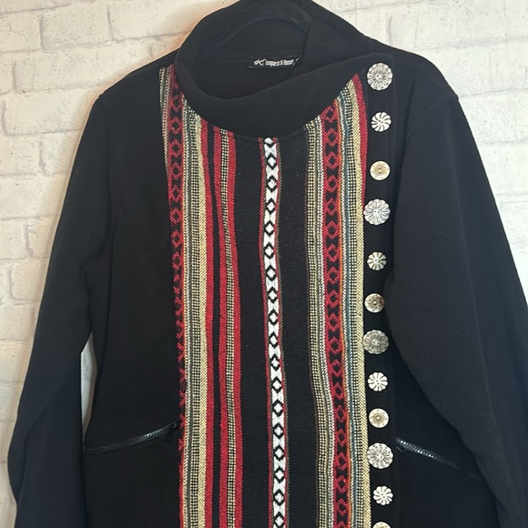 Leopards and Roses Short Fleece/Gheri Bone Button Jacket Size XL - Picture 4 of 11